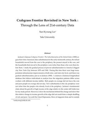 Crabgrass Frontier Revisited in New York : Through the Lens of 21St-Century Data