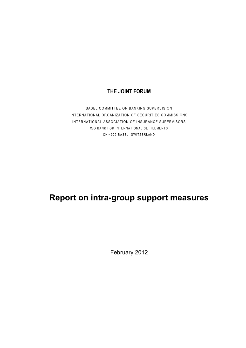 Report on Intra-Group Support Measures