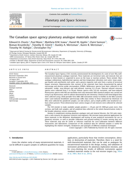 The Canadian Space Agency Planetary Analogue Materials Suite