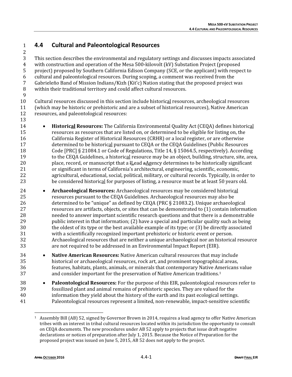 4.4 Cultural and Paleontological Resources