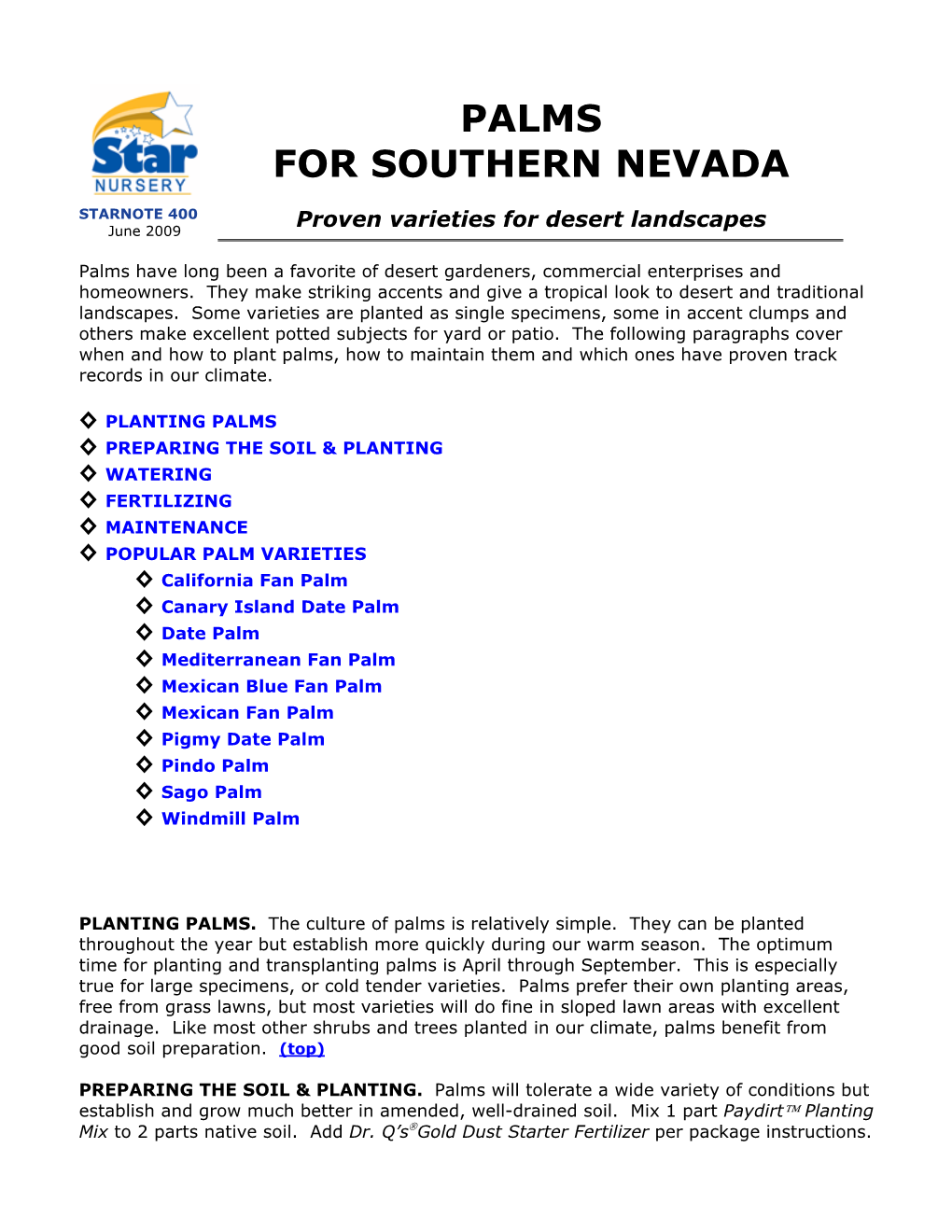 Palms for Southern Nevada