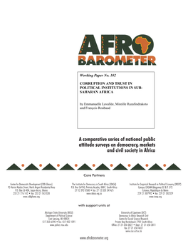 Working Paper No. 102 CORRUPTION and TRUST in POLITICAL INSTITUTIONS in SUB- SAHARAN AFRICA