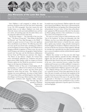 The Journal of Texas Music History 2007 Reviews