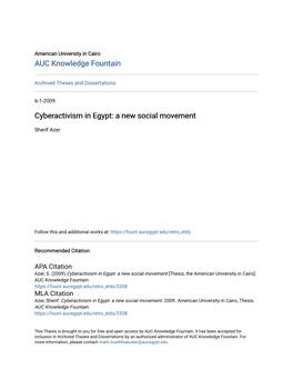 Cyberactivism in Egypt: a New Social Movement