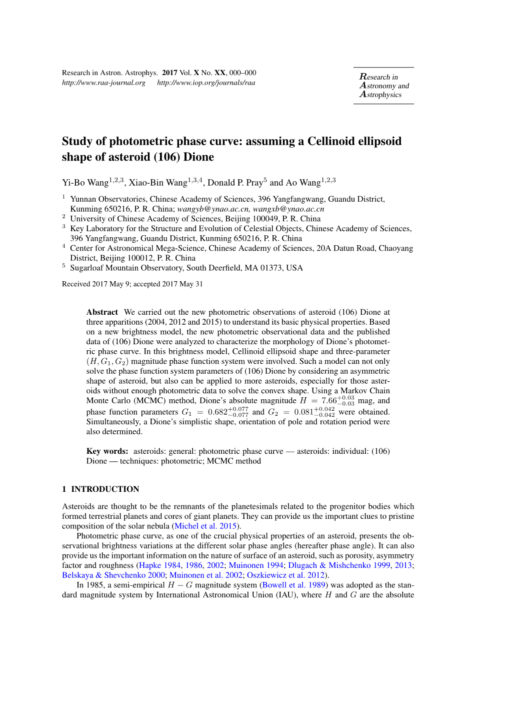 Study of Photometric Phase Curve: Assuming a Cellinoid Ellipsoid Shape of Asteroid (106) Dione
