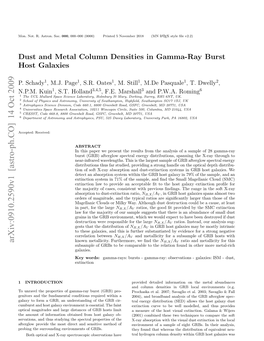 Dust and Metal Column Densities in Gamma-Ray Burst Host Galaxies