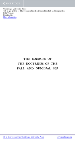 The Sources of the Doctrines of the Fall and Original Sin F