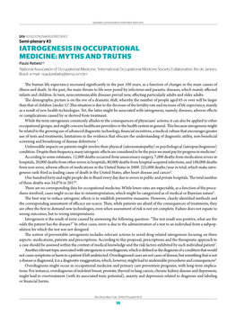 Iatrogenesis in Occupational Medicine: Myths and Truths