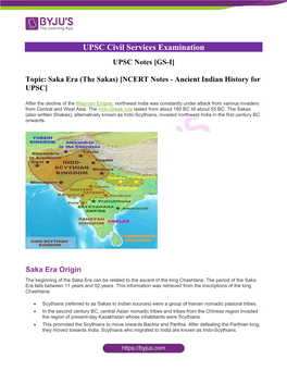 UPSC Notes [GS-I] Topic: Saka