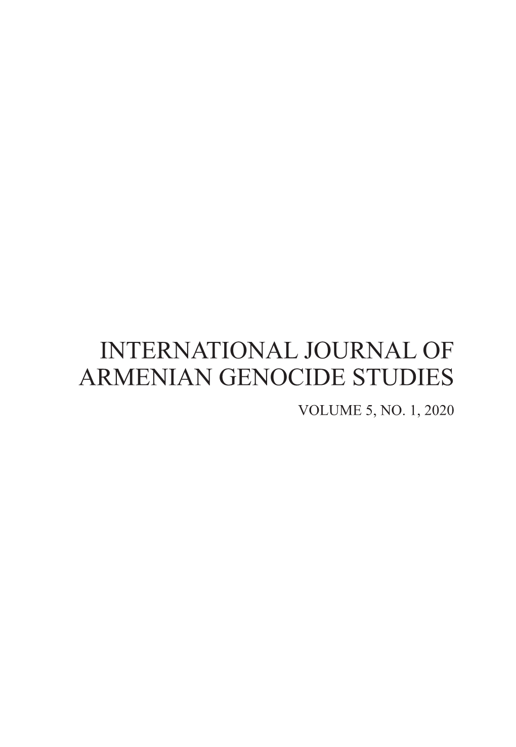 International Journal of Armenian Genocide Studies Volume 5, No