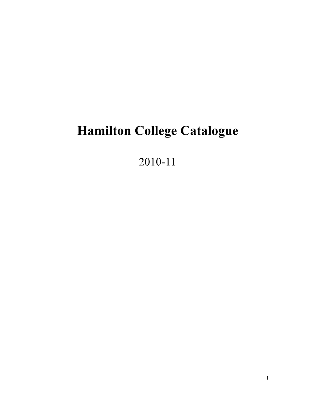 Hamilton College Catalogue