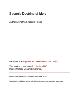 Bacon's Doctrine of Idols
