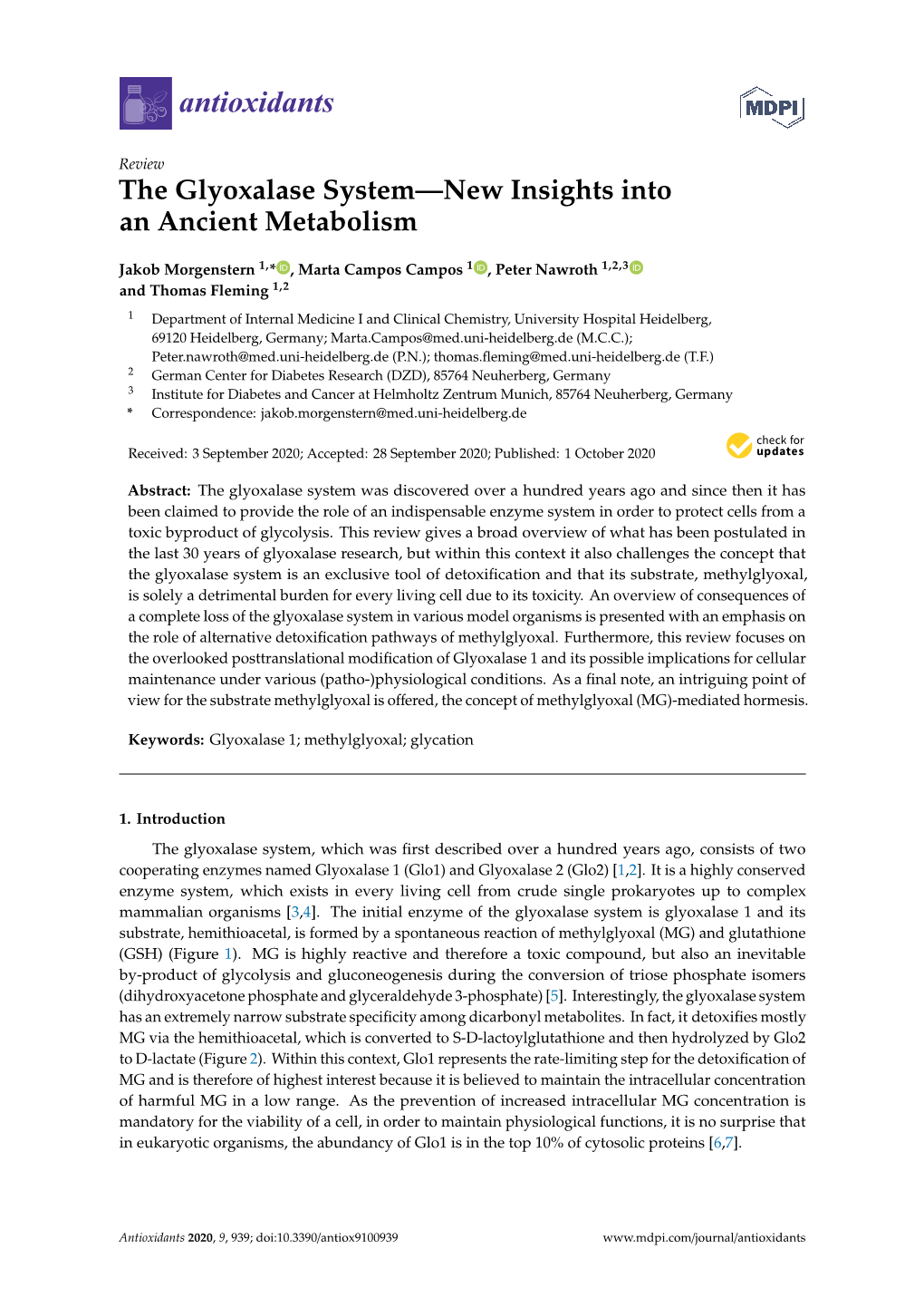 The Glyoxalase System—New Insights Into an Ancient Metabolism