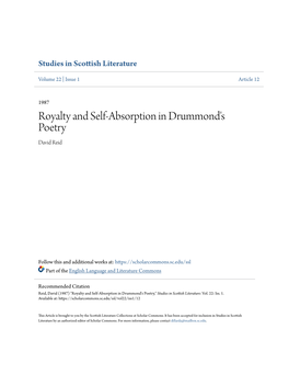 Royalty and Self-Absorption in Drummond's Poetry David Reid