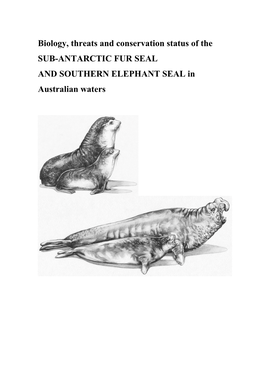 Sub-Antarctic Fur Seal and Southern Elephant Seal Recovery Plan