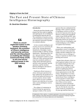Past and Present State of Chinese Intelligence Historiography