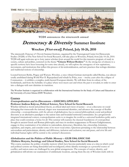Democracy & Diversity Summer Institute