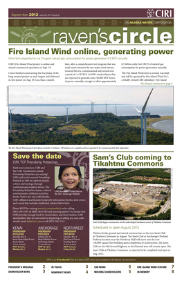 Fire Island Wind Online, Generating Power Wind Farm Expected to Cut Chugach Natural Gas Consumption for Power Generation 0.5 BCF Annually