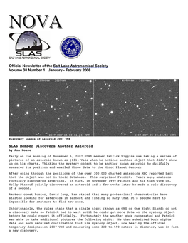 Official Newsletter of the Salt Lake Astronomical Society Volume 38 Number 1 January - February 2008