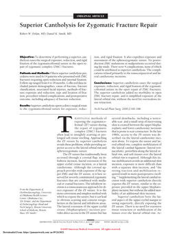 Superior Cantholysis for Zygomatic Fracture Repair
