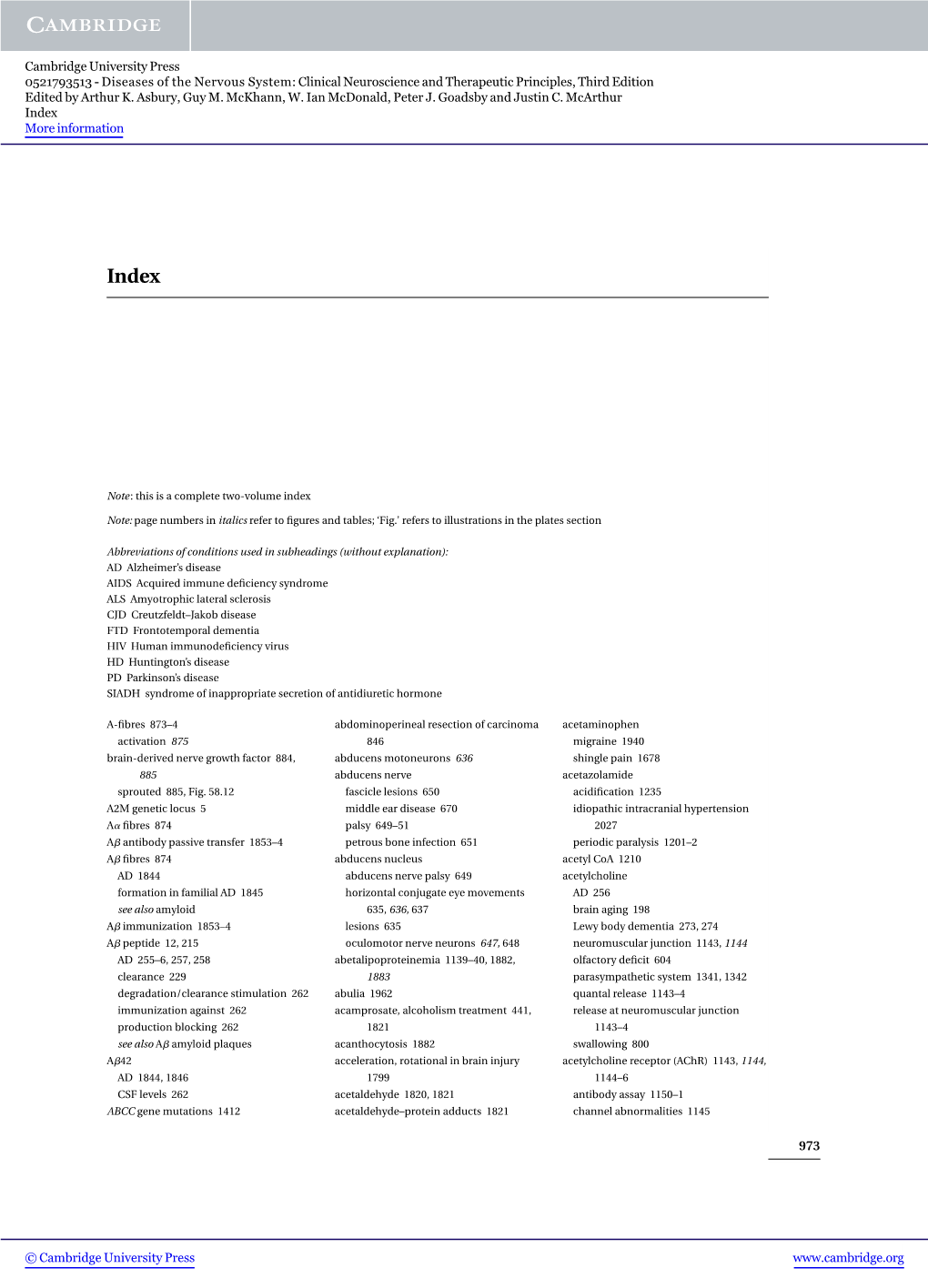 Diseases of the Nervous System: Clinical Neuroscience and Therapeutic Principles, Third Edition Edited by Arthur K