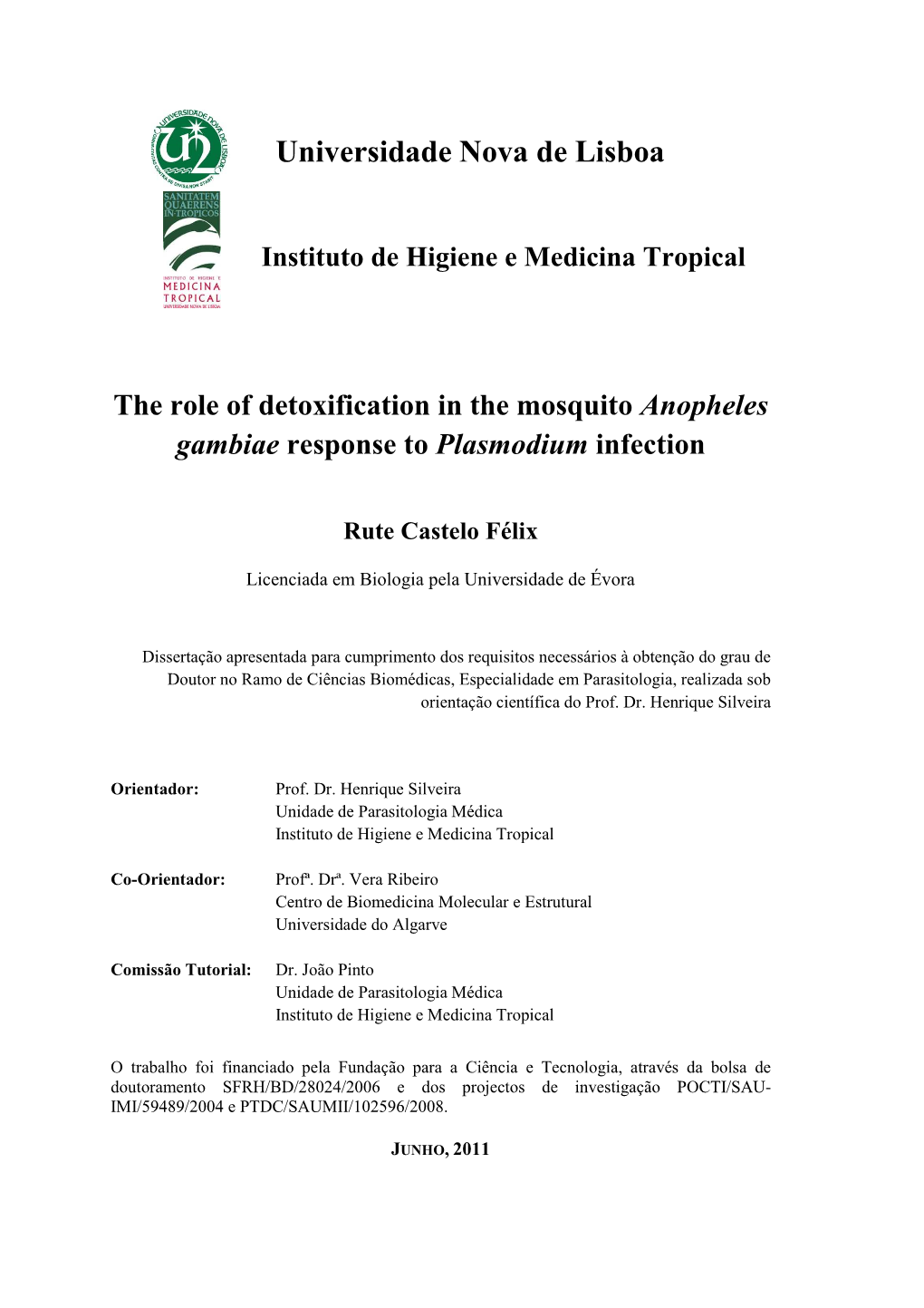 Anopheles Gambiae Response to Plasmodium Infection