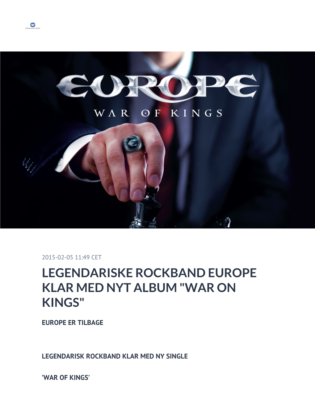 Legendariske Rockband Europe Klar Med Nyt Album 