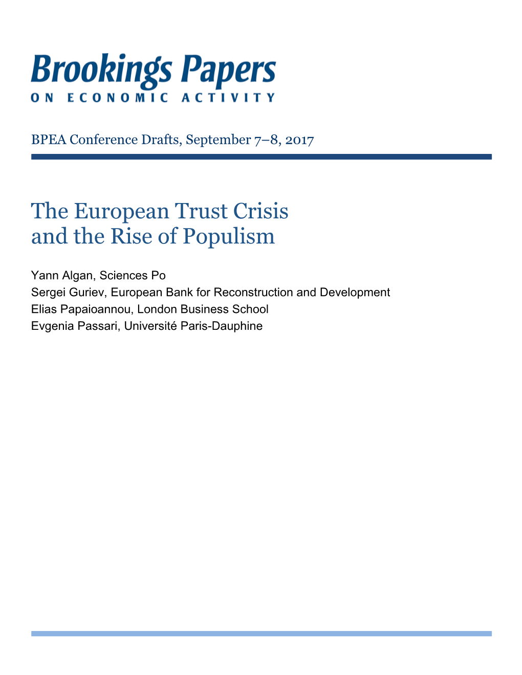 The European Trust Crisis and the Rise of Populism