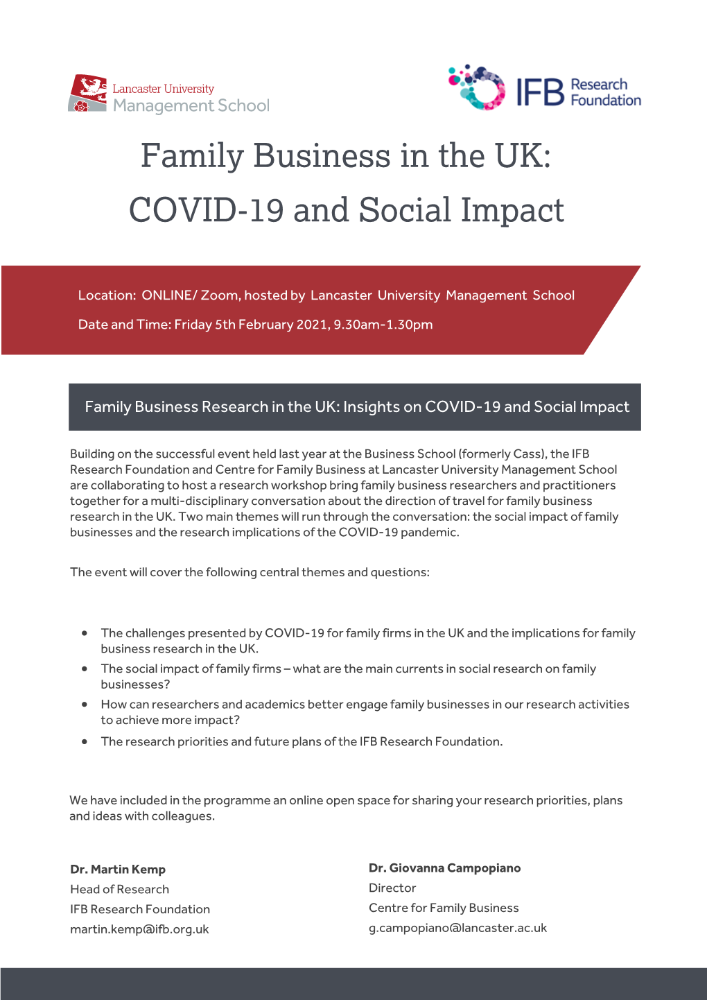 Family Business in the UK: COVID-19 and Social Impact