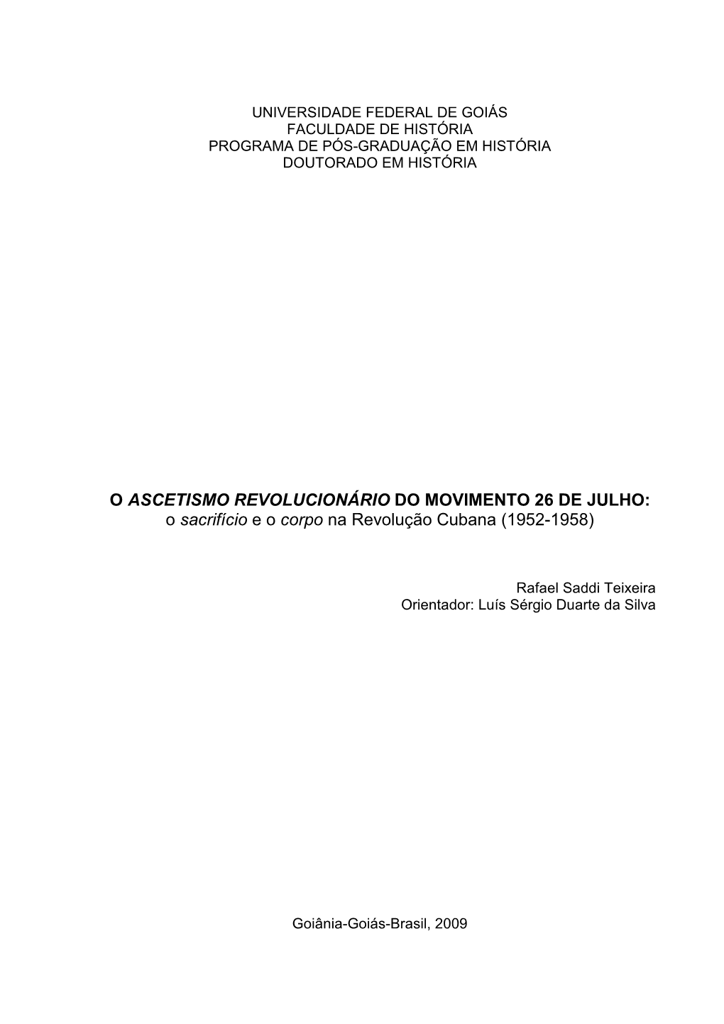 O Sacrifício E O Corpo Na Revolução Cubana (1952-1958)