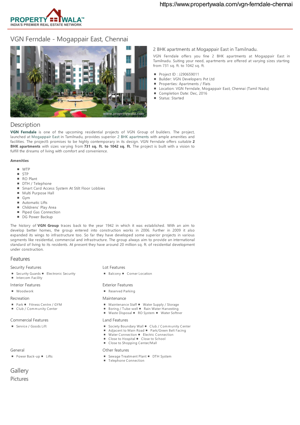 VGN Ferndale - Mogappair East, Chennai 2 BHK Apartments at Mogappair East in Tamilnadu