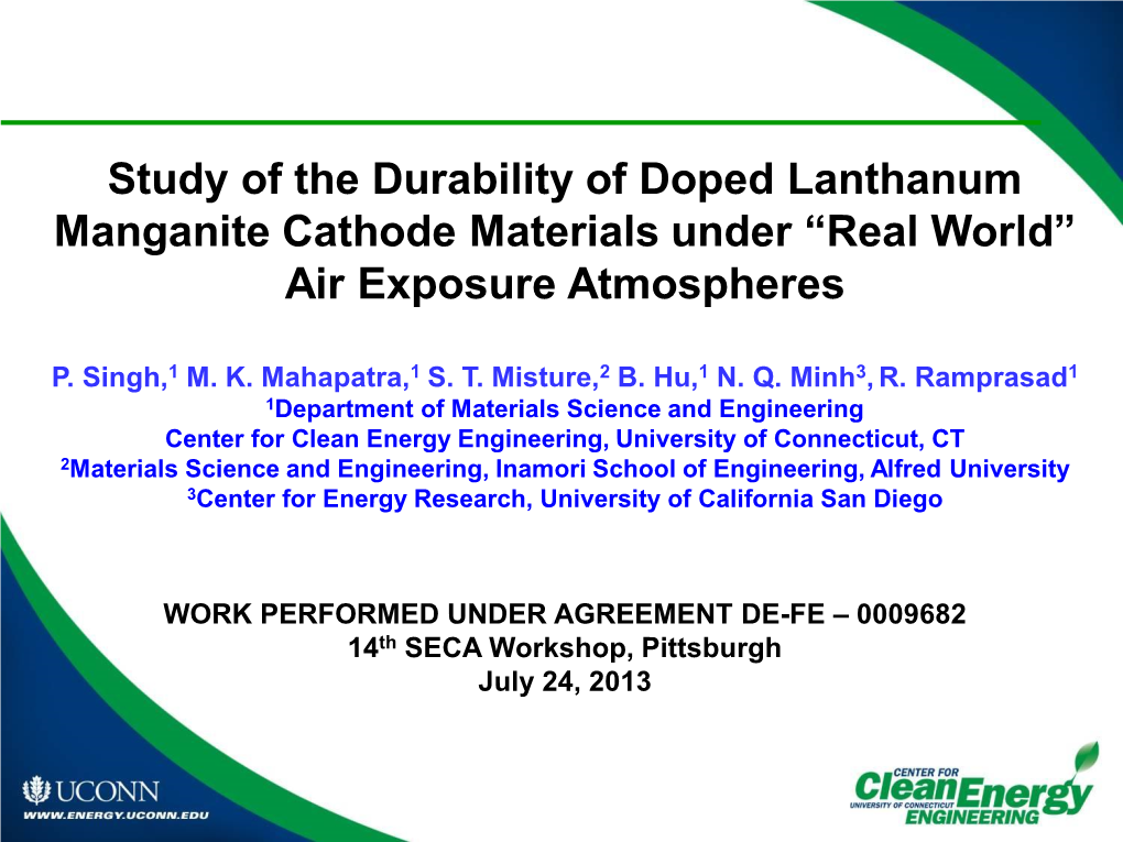 Study of the Durability of Doped Lanthanum Manganite Cathode Materials Under “Real World” Air Exposure Atmospheres