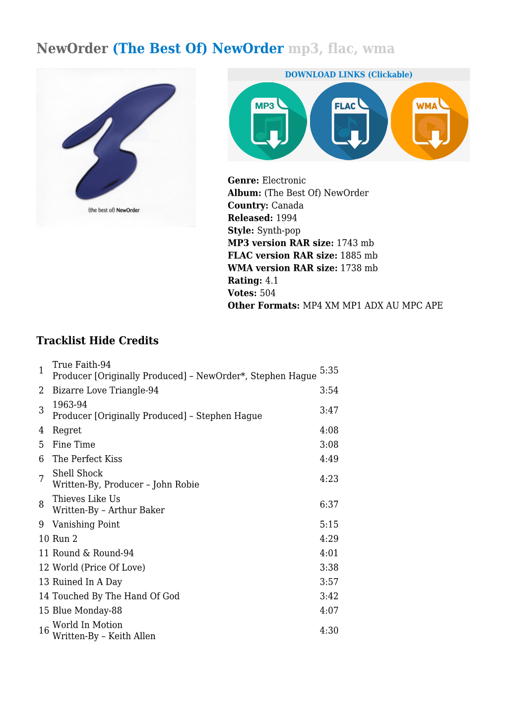 Neworder (The Best Of) Neworder Mp3, Flac, Wma