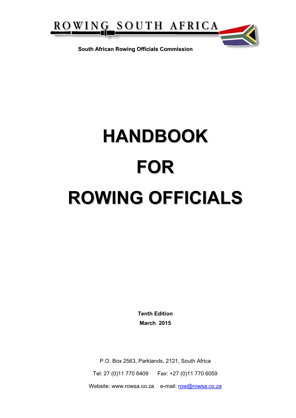 South African Rowing Officials Handbook