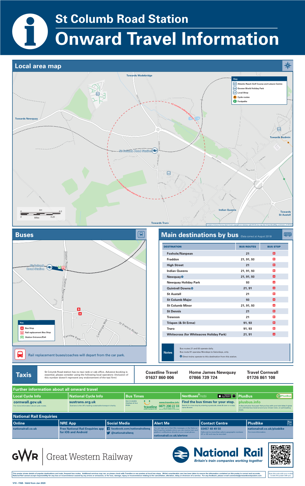St Columb Road Station I Onward Travel Information Local Area Map