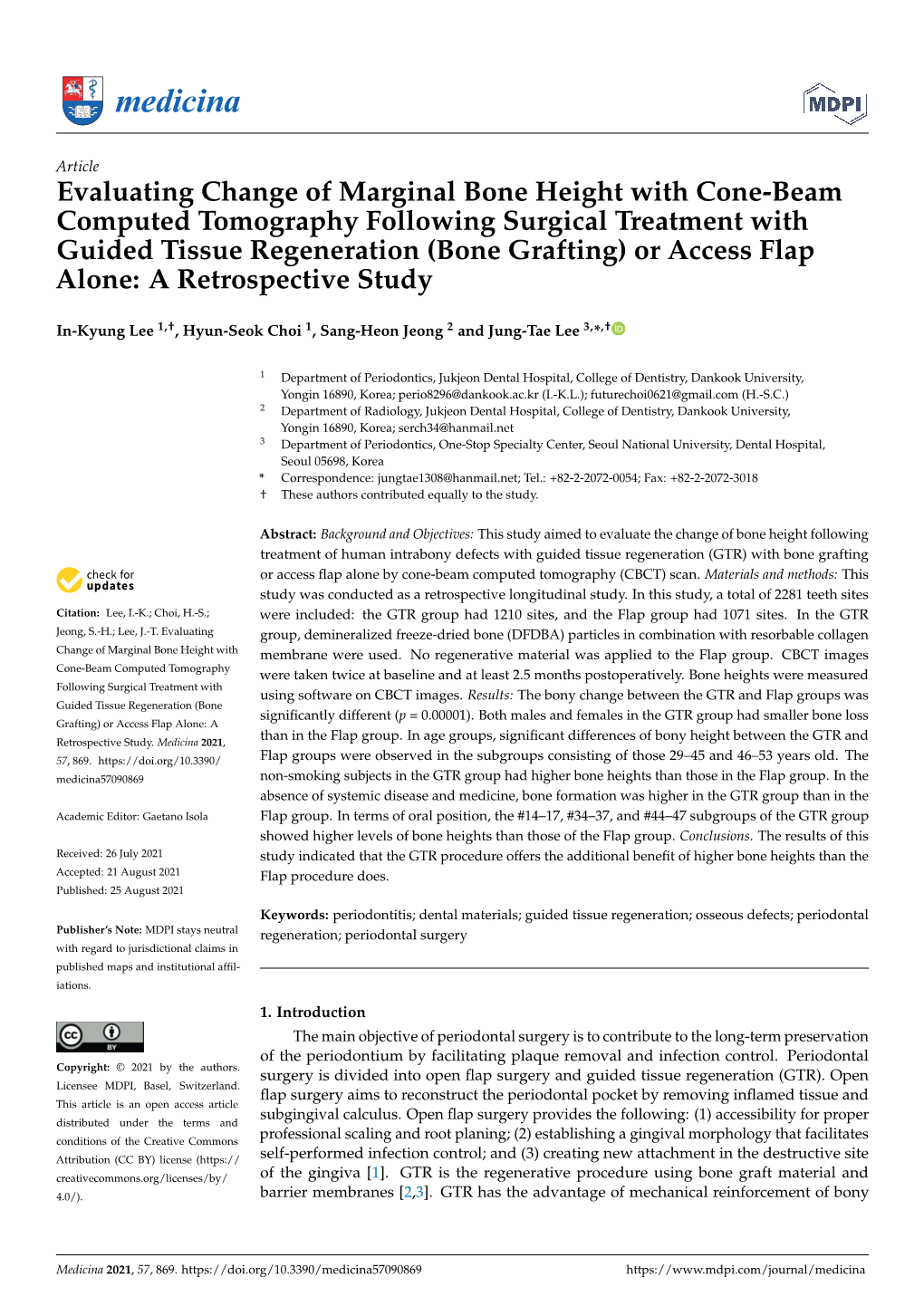 Evaluating Change of Marginal Bone Height with Cone-Beam Computed