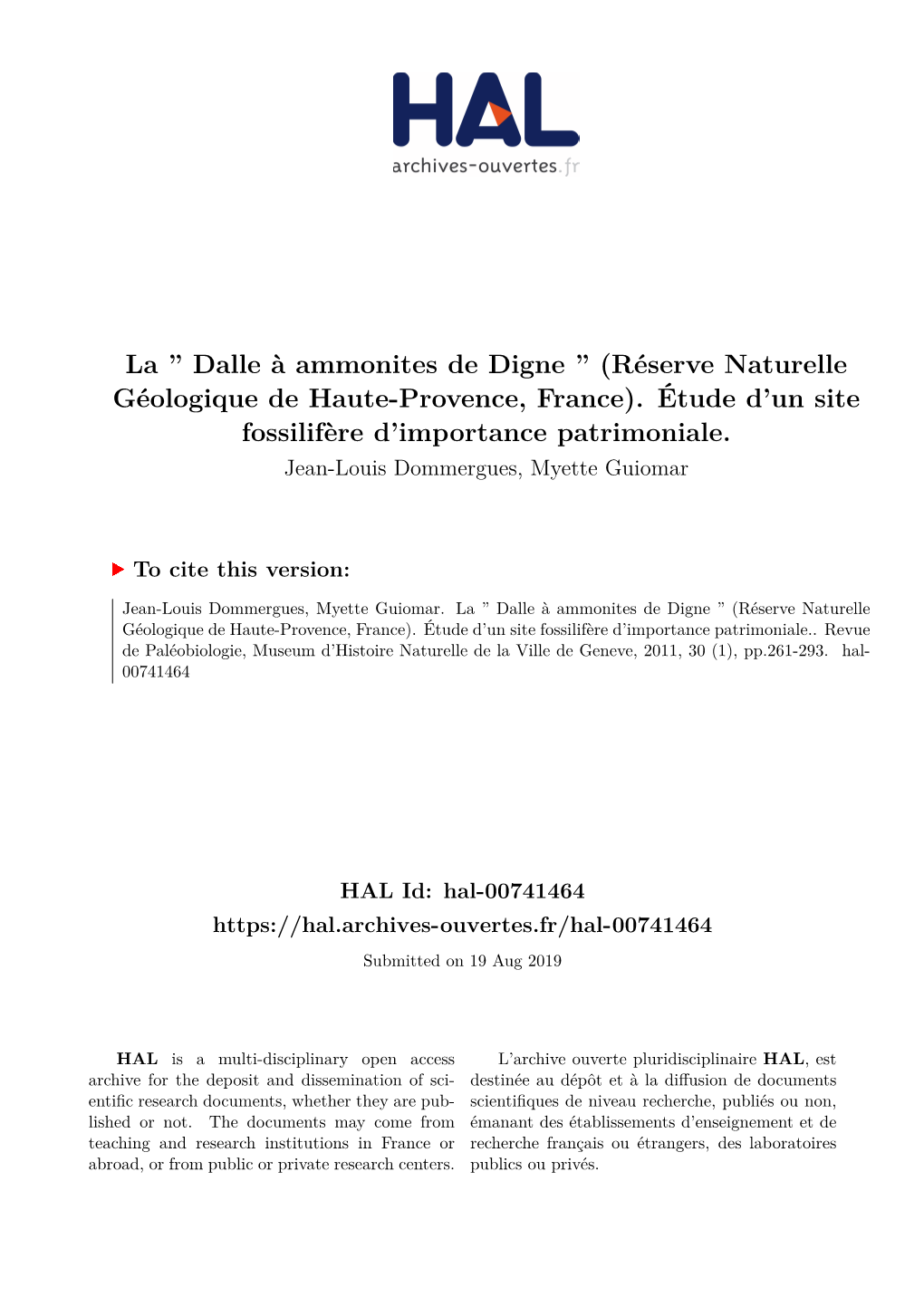 Dalle À Ammonites De Digne ” (Réserve Naturelle Géologique De Haute-Provence, France)