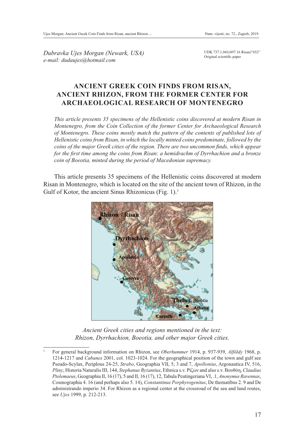 Ancient Greek Coin Finds from Risan, Ancient Rhizon, from the Former Center for Archaeological Research of Montenegro