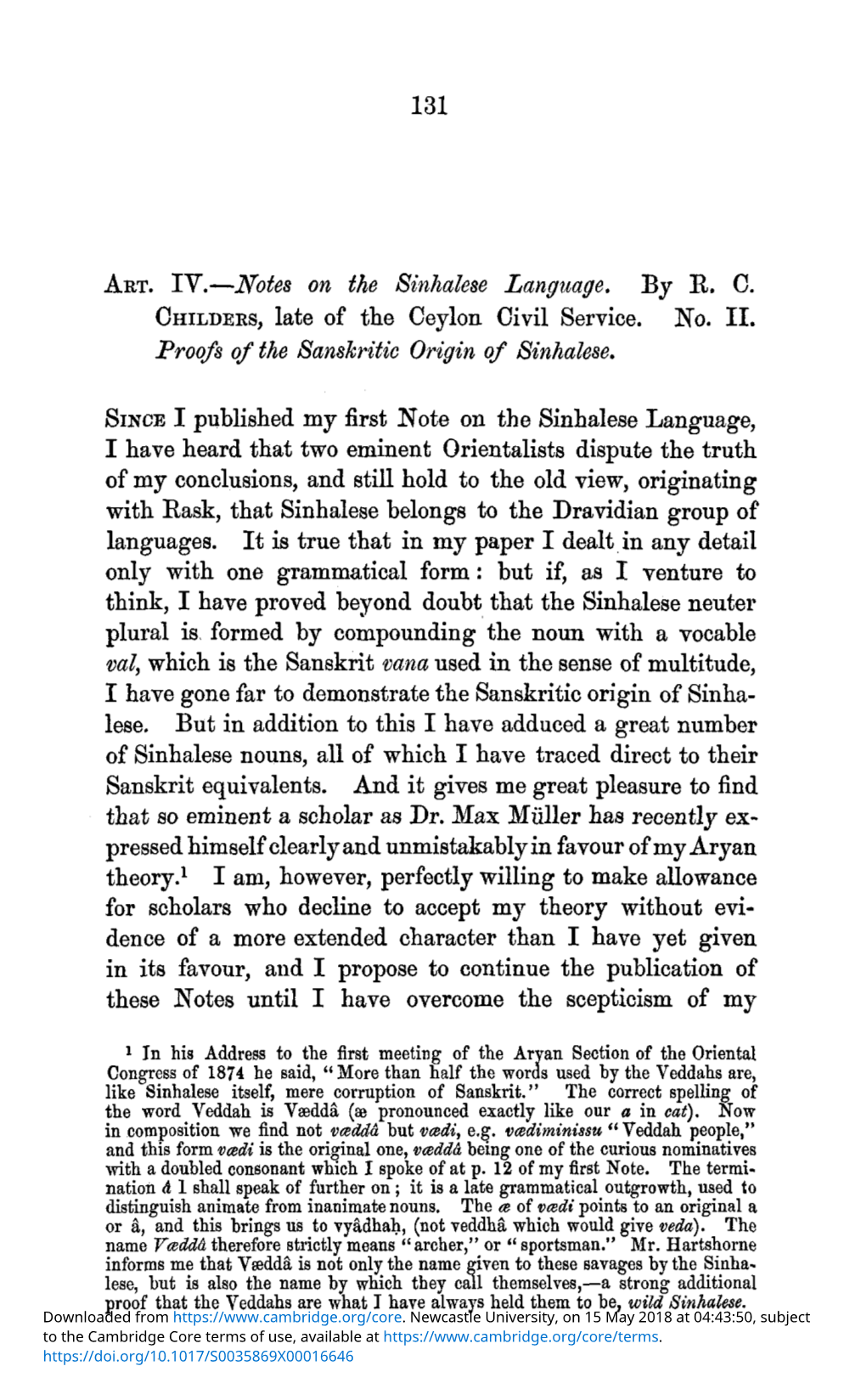 131 ART. IV.—Notes on the Sinhalese Language. by R. C. OHILDEES