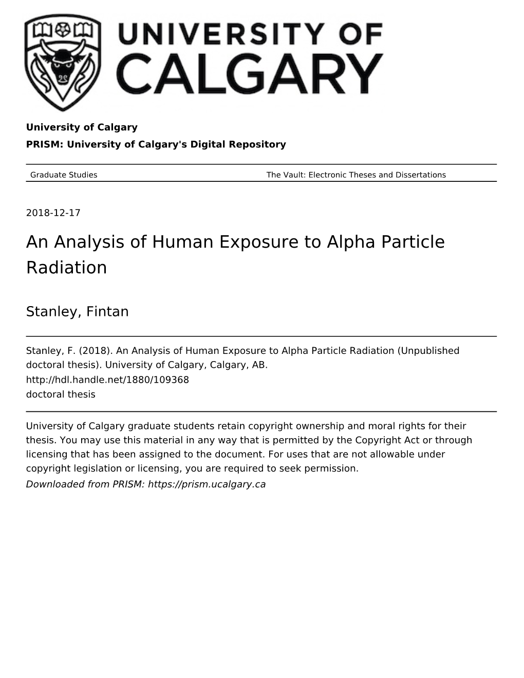 An Analysis of Human Exposure to Alpha Particle Radiation