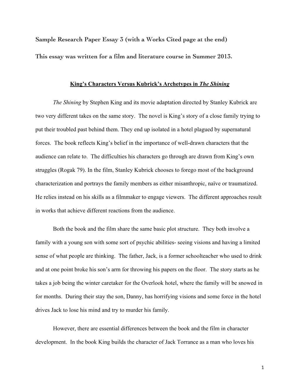 Sample Research Paper Essay 3 (With a Works Cited Page at the End)