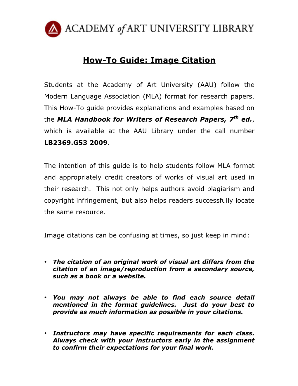 How-To Guide: Image Citation