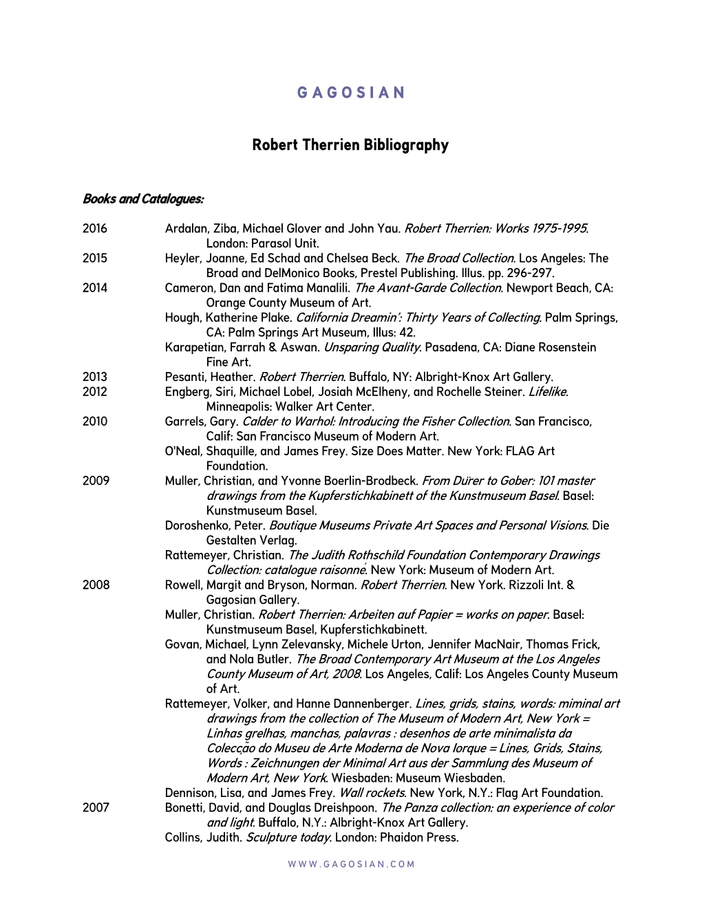 Robert Therrien Bibliography