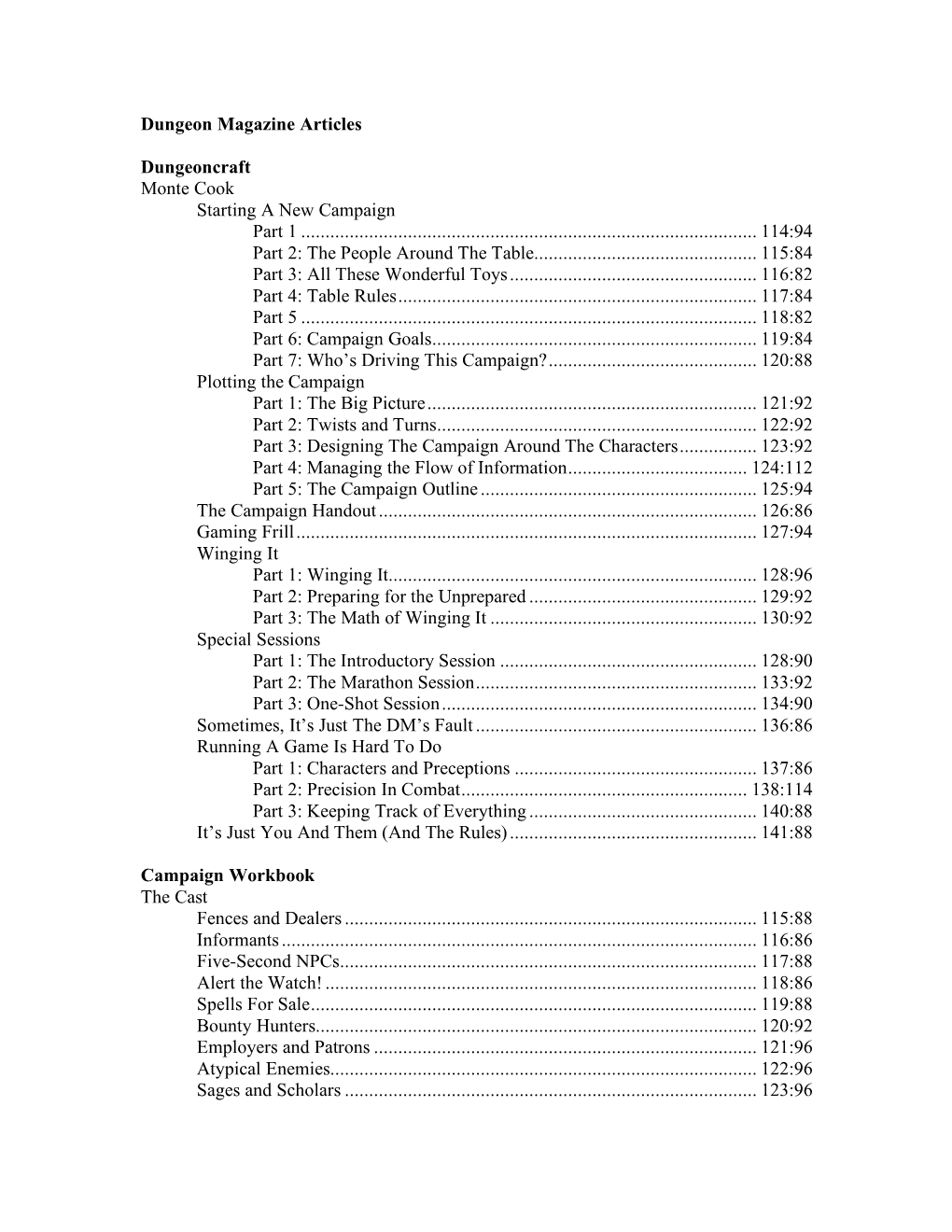 Dungeon Magazine Article Index -.:: GEOCITIES.Ws