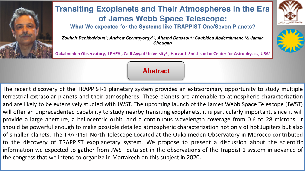 IAU 2018 Poster: Transiting Exoplanets and Their Atmospheres in the Era of JWST