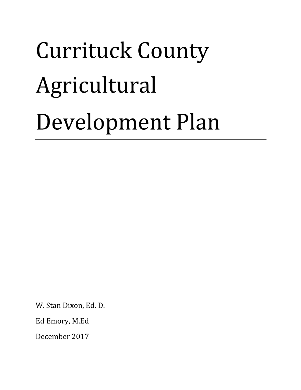 Currituck County Agricultural Development Plan