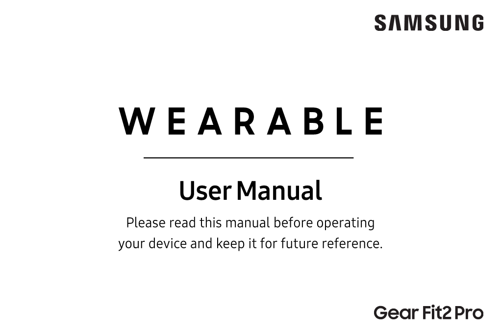 Samsung Gear Fit2 Pro R365 User Manual