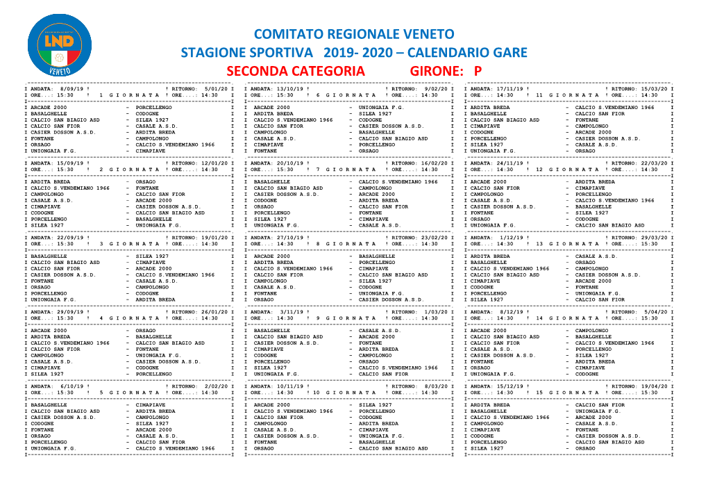 Seconda Categoria Girone P