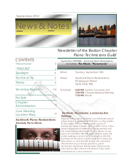September 2012 News & Notes
