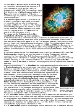 The Crab Nebula (Messier Object Number 1 (M1) It Is a Supernova